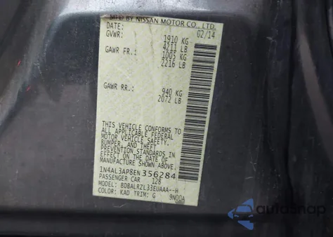 2014 Nissan Altima 2.5 S z USA, uszkodzony, nr VIN 1N4AL3AP8EN356284